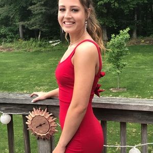 RED PROM DRESS WITH TIE BACK